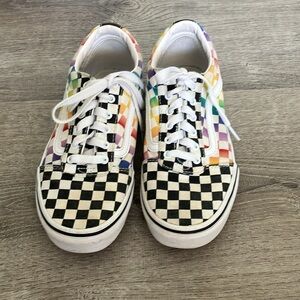 Vans Rainbow checkerboard girls missy size 4